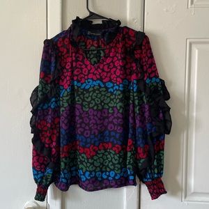 Leopard Print Long Sleeve Blouse